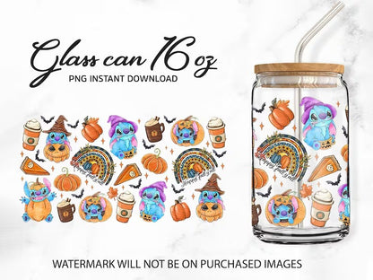 Stitch Halloween, Stitch 20oz _ 16oz, Full Tumbler Wrap, Stitch Tumbler Wrap, Cartoon Tumbler Wrap, Skinny Tumbler Wrap, Can Glass Wrap - VartDigitals