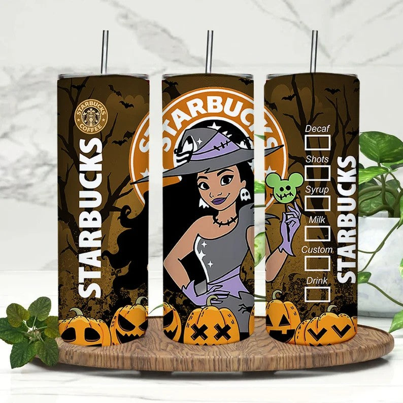 Bundle 20 oz Princess Halloween Starbucks Tumbler Wrap, Princess Tumbler Png, Ariel Png, Beauty And The Beast, Trick Or Treat, Spooky Vibes - VartDigitals