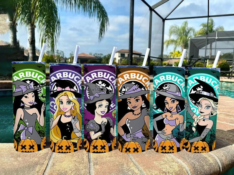 Bundle 20 oz Princess Halloween Starbucks Tumbler Wrap, Princess Tumbler Png, Ariel Png, Die Schöne und das Biest, Trick or Treat, Gruselige Vibes