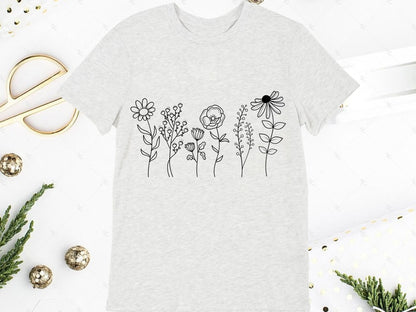 Wild flowers svg, flower sketch svg, cricut and silhouette