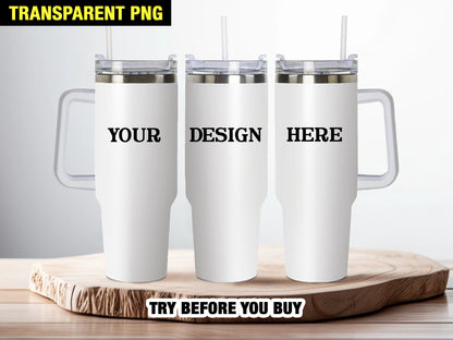 40z Tumbler Mock Up PNG Transparent File - Edit in CANVA, Photoshop, and More  40oz Tumbler with Handle Mock Up - VartDigitals