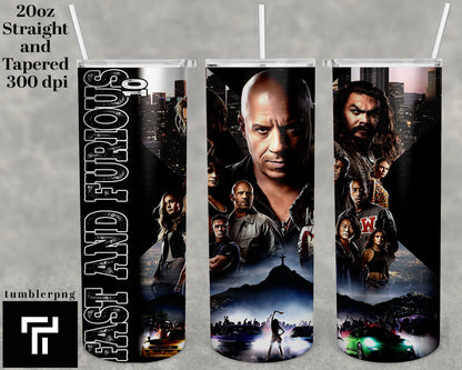 Fast and Furious Tumbler 20 oz Skinny  Stitch  Tumbler Sublimation Designs, Full Tumbler Wrap, Digital Downloads Png - VartDigitals