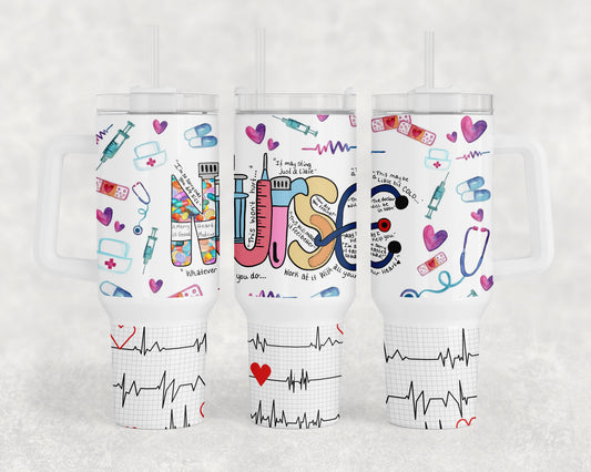 Nurse 40oz Quencher Tumbler Wrap, Gift For Nurse, Nurse Tumbler Png, Nurse Png, 40oz Tumbler Wrap, Digital Download, Nurse Printable - VartDigitals