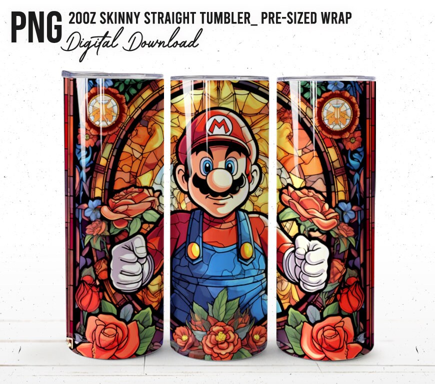 Big Bundle Mario Tumbler, Mario Tumbler 20oz, 20oz Skinny Tumbler, Cartoon Tumbler, Video Game Skinny Tumbler -FREE 24 Designs 20oz tumbler - VartDigitals