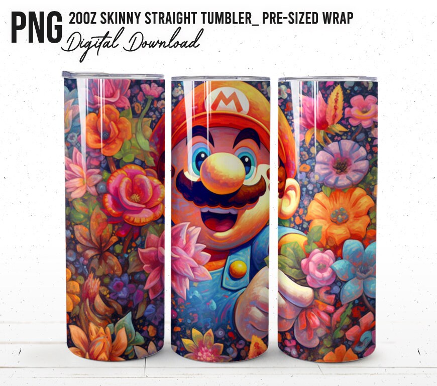 Big Bundle Mario Tumbler, Mario Tumbler 20oz, 20oz Skinny Tumbler, Cartoon Tumbler, Video Game Skinny Tumbler -FREE 24 Designs 20oz tumbler - VartDigitals