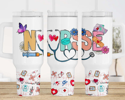 Nurse Gift 40oz Quencher Tumbler Wrap, Nurse Tumbler Png, Gift for Nurse, 40oz Tumbler, Sublimation Design, Digital Download, Nurse Png - VartDigitals