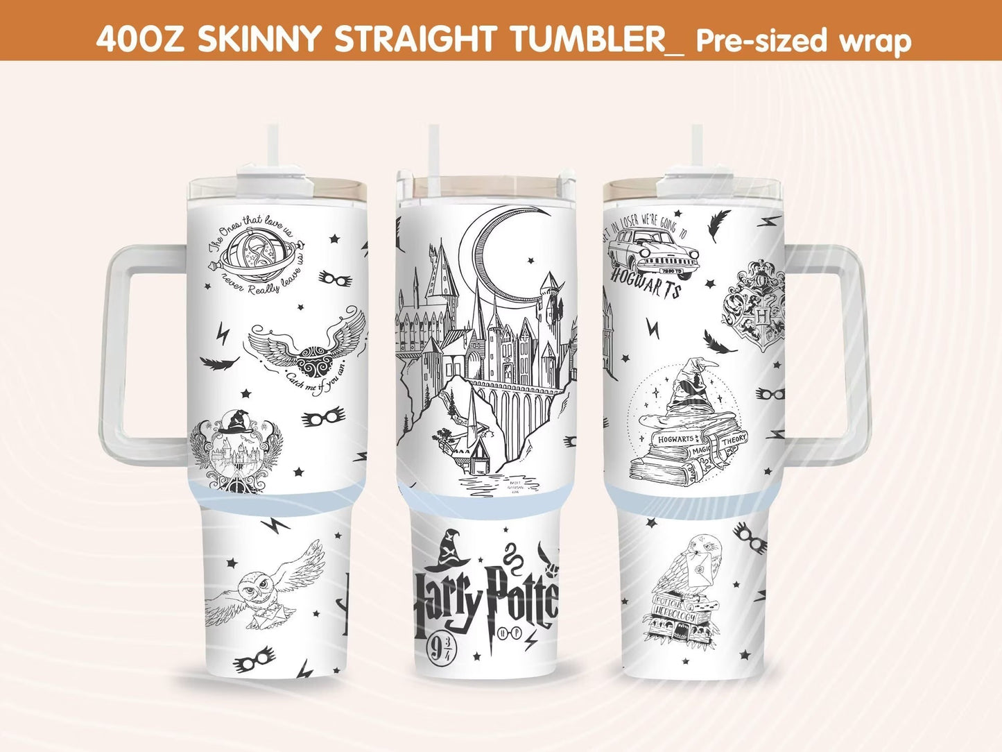 Magic 40 oz Tumbler Wrap PNG, HP Quencher Tumbler Sublimation, Wizard Tumbler Png, Potterhead Tumbler Svg, Hogwarts Wrap, Harry Magic - VartDigitals