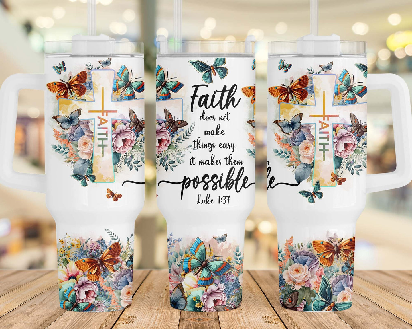 Faith Bible Verse 40oz Quencher Tumbler Sublimation, Faith Luke 137, Designs PNG, Full Wrap Tumbler, Instant Download, Digital Download - VartDigitals