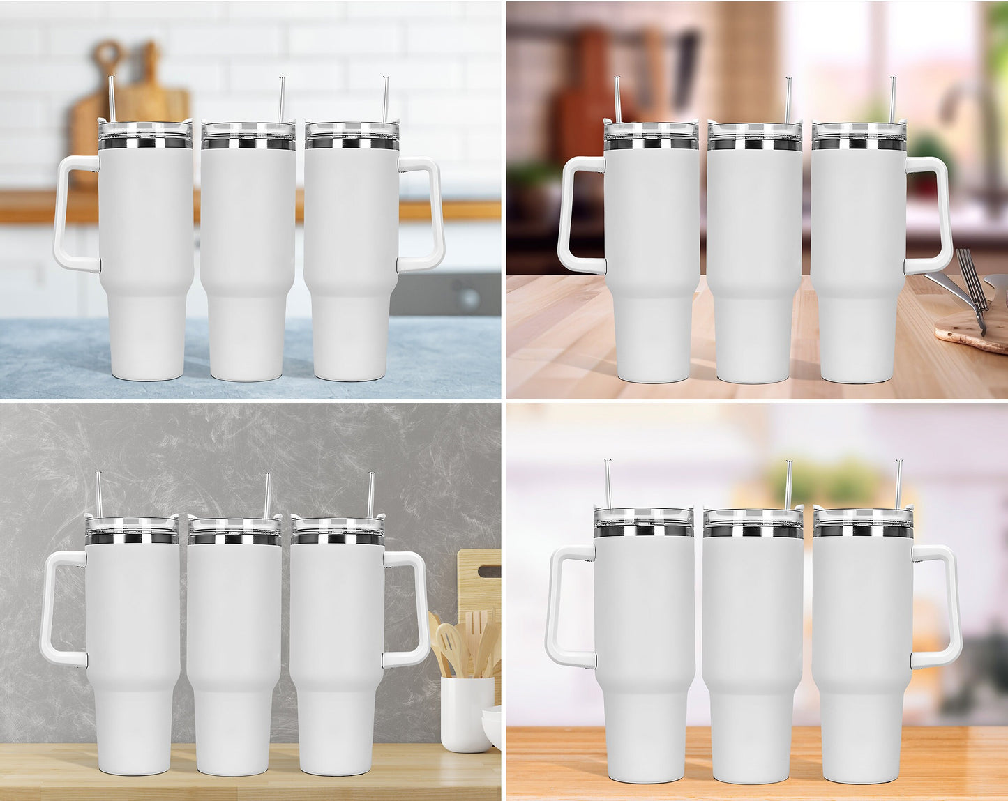 50x 40z Tumbler Mock Up PNG Transparent File, Photoshop Smart Object - Edit in CANVA, Photoshop, 40oz Tumbler with Handle Mock-Up - VartDigitals