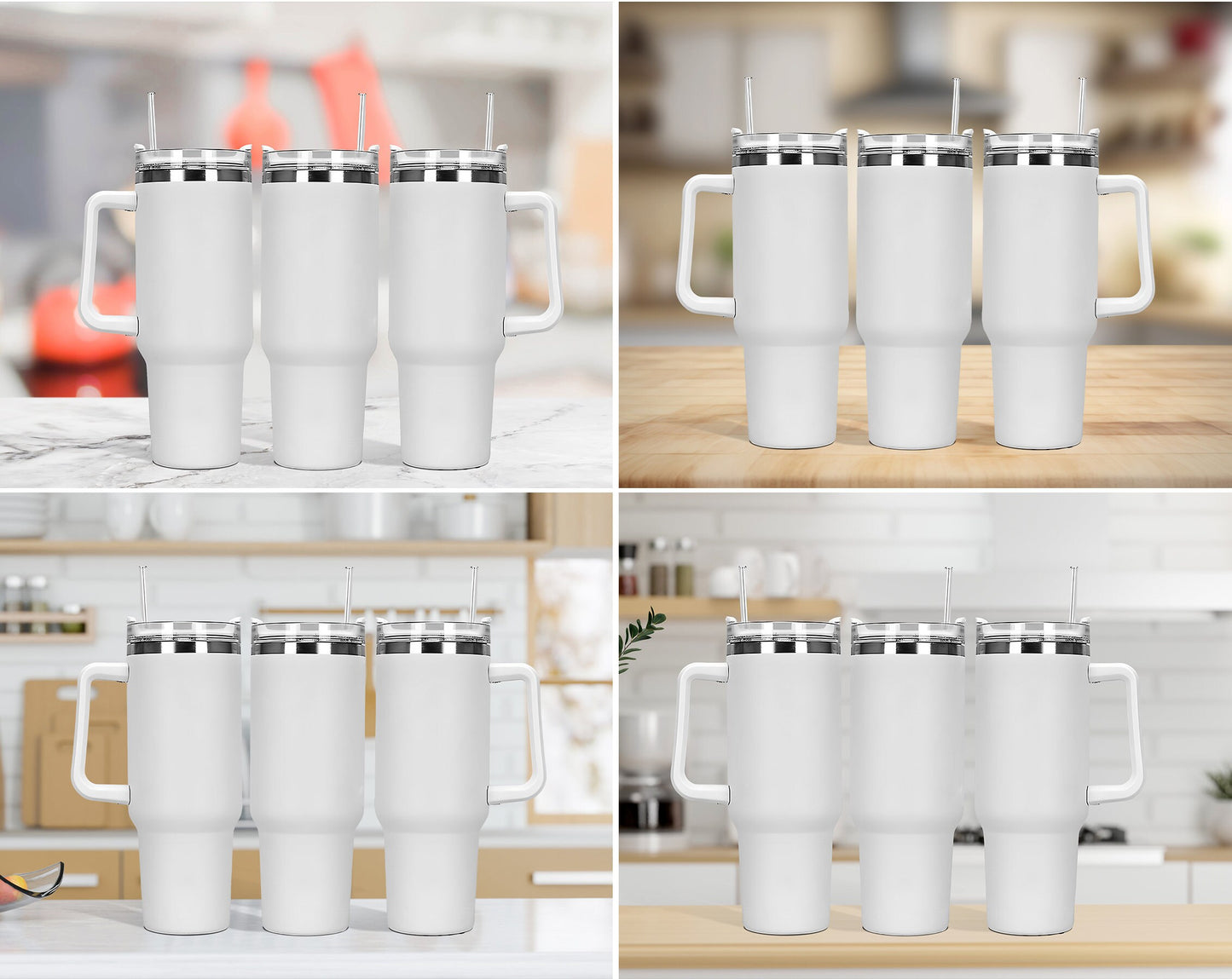 50x 40z Tumbler Mock Up PNG Transparent File, Photoshop Smart Object - Edit in CANVA, Photoshop, 40oz Tumbler with Handle Mock-Up - VartDigitals