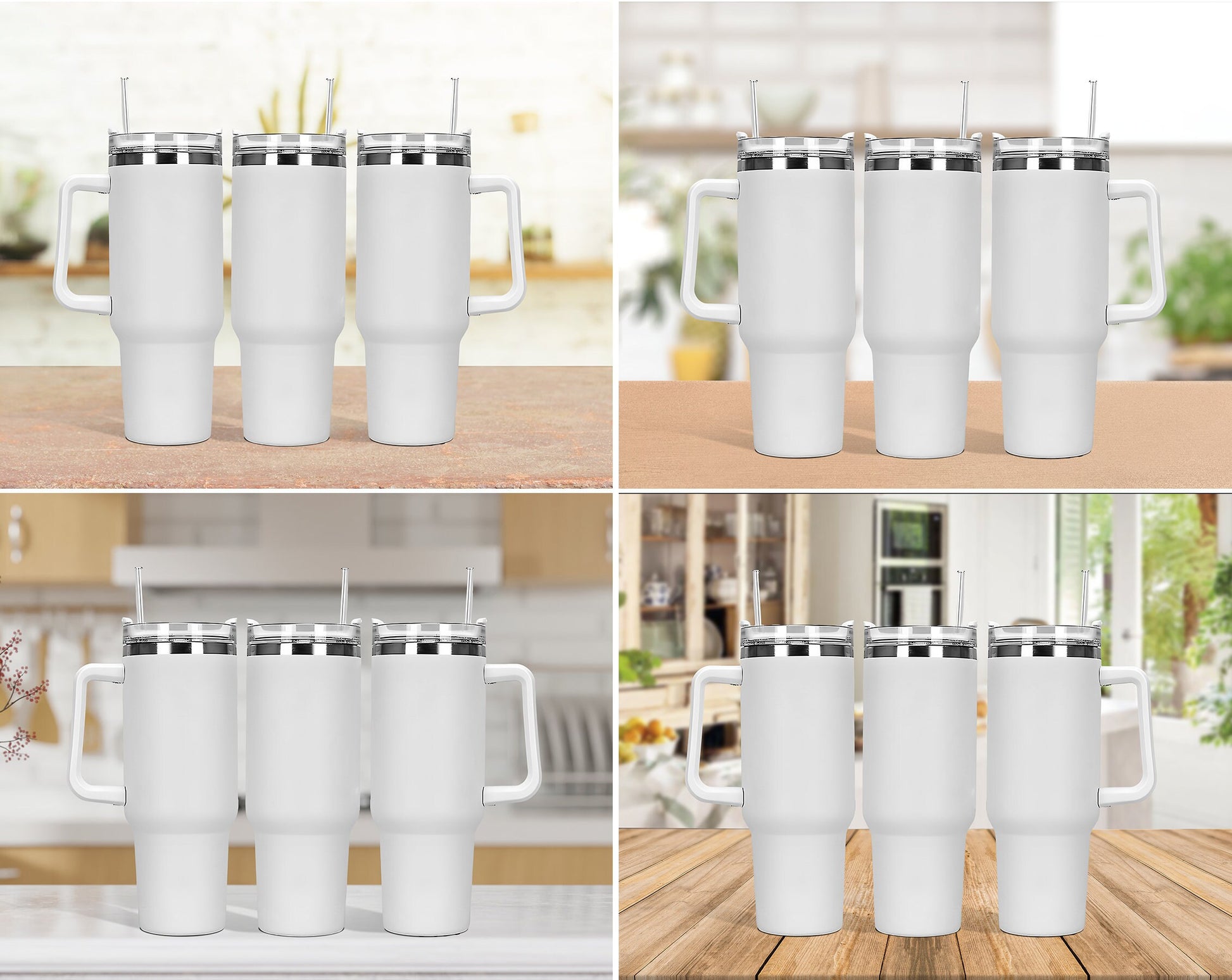 50x 40z Tumbler Mock Up PNG Transparent File, Photoshop Smart Object - Edit in CANVA, Photoshop, 40oz Tumbler with Handle Mock-Up - VartDigitals