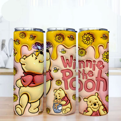 20 oz Cartoon 3D Bear Inflated Tumbler Png Tumbler Wraps, Inflated 20oz Sunflowers Skinny Sublimation Digital Downloads 3D Puffy Bear Design - VartDigitals