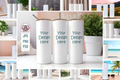 20oz Tumbler Mockup Bundle, full view wrap mockup, tumbler mockup with transparent background product tumbler - VartDigitals