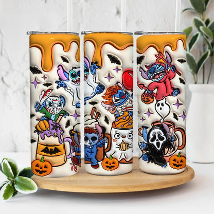 Inflated Cartoon Halloween Tumbler Design Png, 3D Spooky Vibes Tumbler Wraps 20oz Skinny Sublimation Digital Downloads 3D Puffy Design - VartDigitals