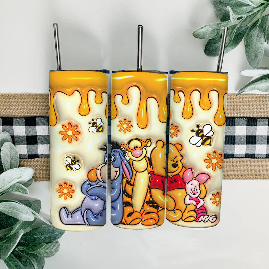 20 oz Cartoon 3D Bear Inflated Tumbler Png Tumbler Wraps, Inflated 20oz Floral Skinny Sublimation Digital Downloads 3D Puffy Bear Design - VartDigitals