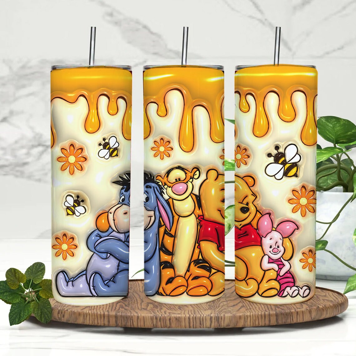 20 oz Cartoon 3D Bear Inflated Tumbler Png Tumbler Wraps, Inflated 20oz Floral Skinny Sublimation Digital Downloads 3D Puffy Bear Design - VartDigitals