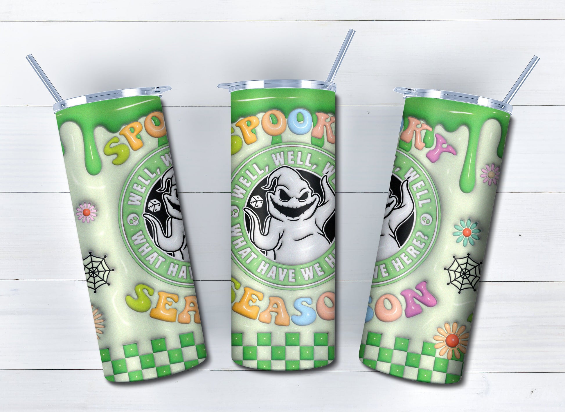 3D Inflated Horror Character Tumbler Wrap, 20oz Skinny Tumbler, Cartoon 3D Inflated, Spooky Vibes Png, Halloween Png, Sublimation Design Png - VartDigitals