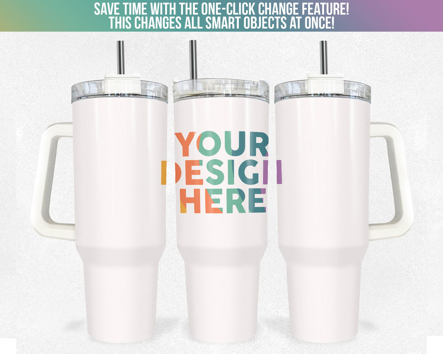 40 oz Tumbler Smart Object Mockup, Photoshop Mock-up, Photopea Mockup, Full View Wrap, Add Your Own Image, Add Own Background - VartDigitals