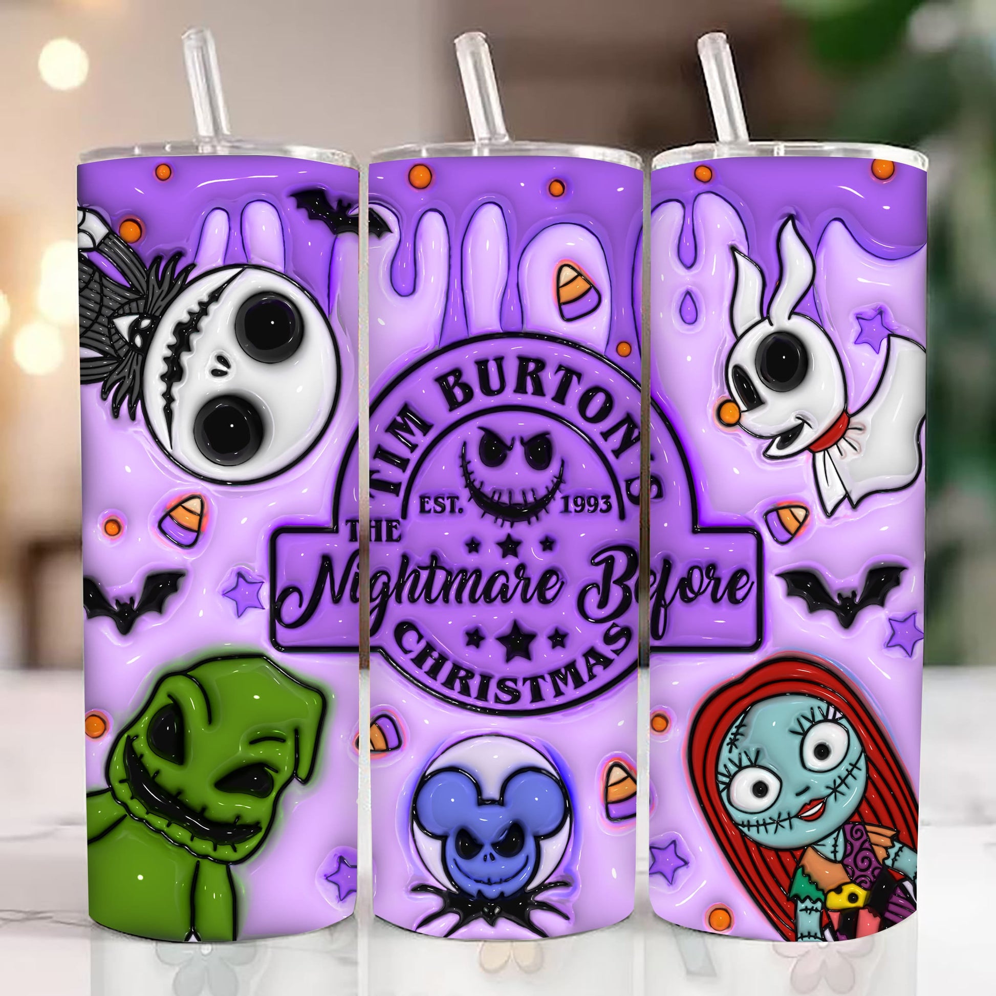 Inflated Cartoon Halloween Tumbler Design Png, 3D Spooky Vibes Tumbler Wrap, 20oz Sublimation, 3D Nightmare Scary Tumbler Wrap, Boo Bash - VartDigitals