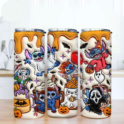 Inflated Cartoon Halloween Tumbler Design Png, 3D Spooky Vibes Tumbler Wraps 20oz Skinny Sublimation Digital Downloads 3D Puffy Design - VartDigitals