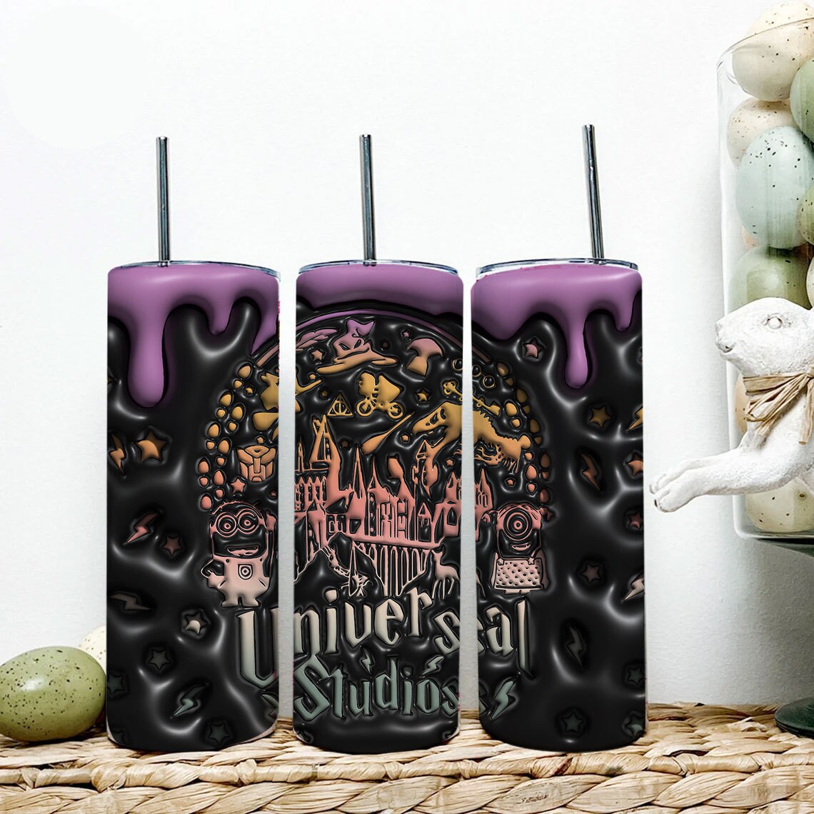 3D Inflated Universal Studios Tumbler Wrap, 20oz Skinny Tumbler, Cartoon 3D Inflated, Spooky Vibes Png, Halloween Png, 3D Magic Wizard Png - VartDigitals