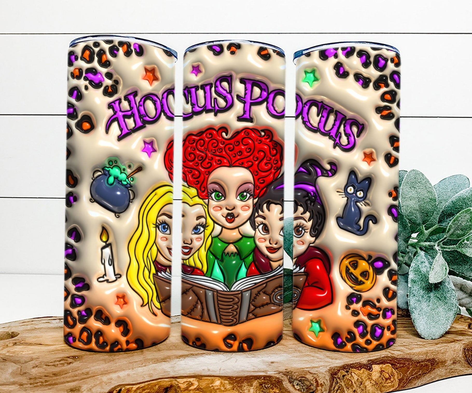 3D Inflated Witch Tumbler Wrap,3D Tumbler Design, Sanderson Sisters Tumbler Sublimation, 3D Halloween Tumbler Png, Spooky Vibes, Png File - VartDigitals