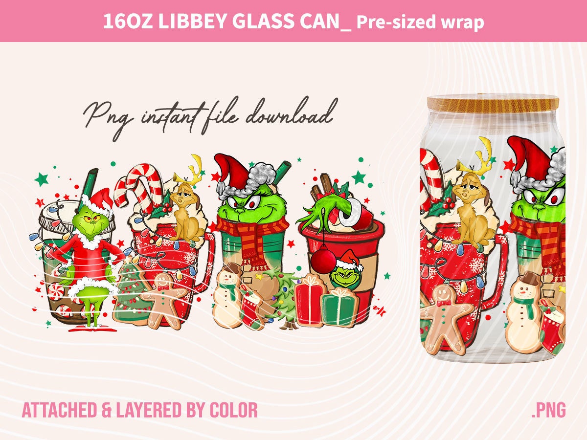 Christmas Can Glass Wrap, Christmas 16oz, Cartoon Movie Can Glass, Can Glass Wrap, Christmas Tumbler, Christmas Vibes, Coffee Wrap, Png - VartDigitals