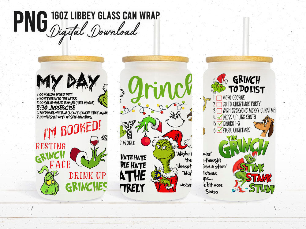 Cartoon Christmas Tumbler Wrap, 16oz Can Glass Wrap, Merry Christmas Can Glass, My Day Libbey Can Glass, Christmas Vibes, Christmas Wrap - VartDigitals