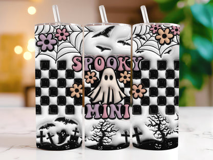 Spooky Vibes 玻璃杯 Png、20 盎司紧身直筒、Spooky Seasons 玻璃杯包装、可爱幽灵玻璃杯、万圣节玻璃杯包装、即时下载