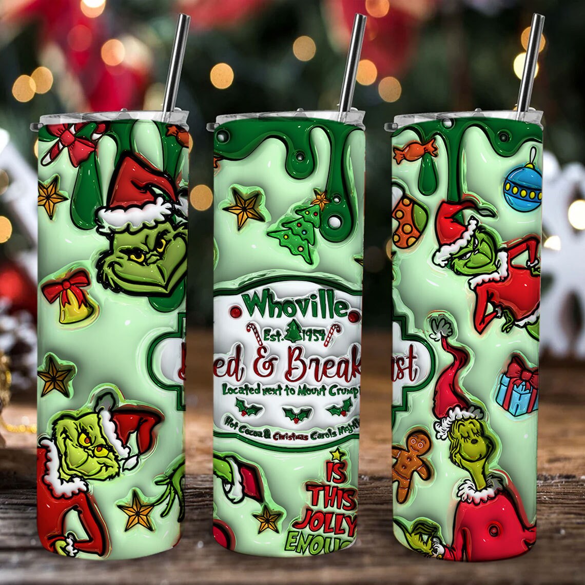 3D Inflated Christmas Tumbler Wrap, Retro Merry Christmas Png, 3D Christmas Png, Christmas Ornament, Christmas Sublimation, Christmas Vibes - VartDigitals