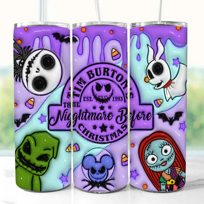 Inflated Cartoon Halloween Tumbler Design Png, 3D Spooky Vibes Tumbler Wrap, 20oz Sublimation, 3D Nightmare Scary Tumbler Wrap, Boo Bash - VartDigitals