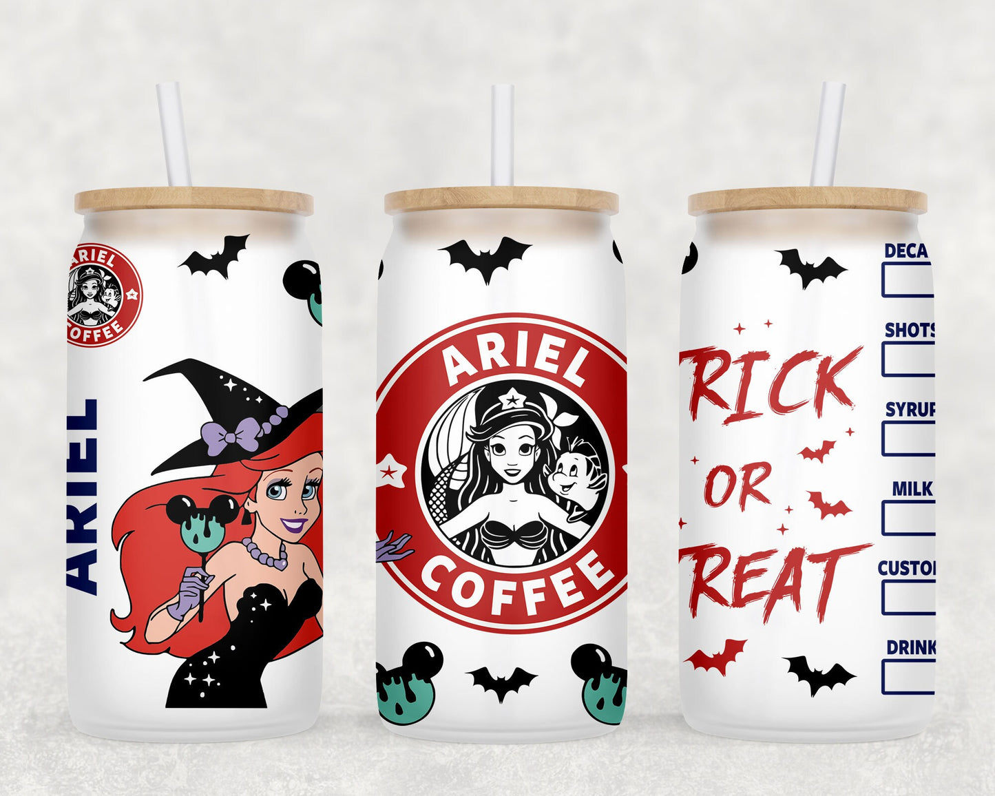 8 Fall Halloween Princess Coffee Logo Spooky Season Libbey Glass Can Wrap Sublimation Seamless Design 16 Oz Digital PNG Download - VartDigitals