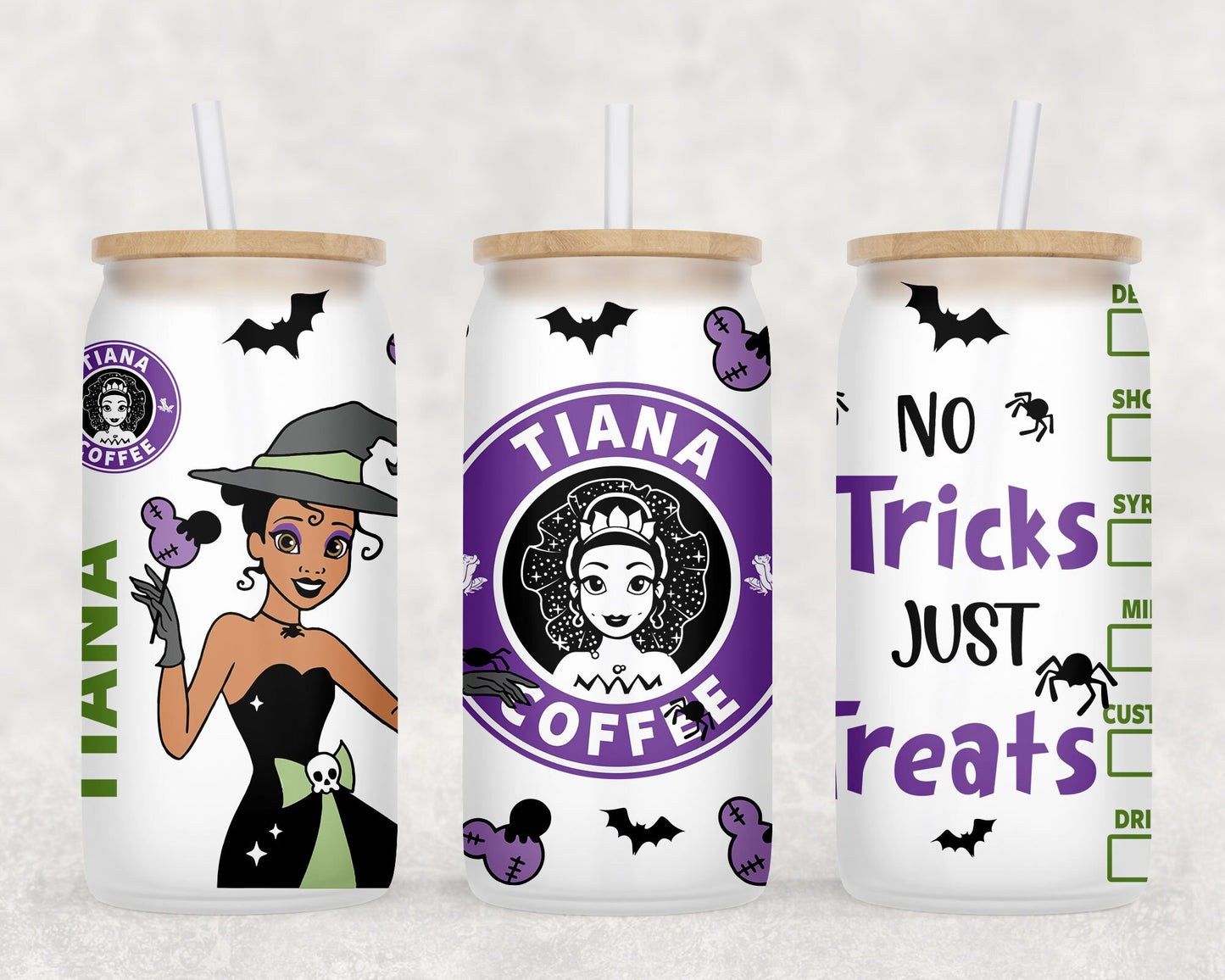 8 Fall Halloween Princess Coffee Logo Spooky Season Libbey Glass Can Wrap Sublimation Seamless Design 16 Oz Digital PNG Download - VartDigitals