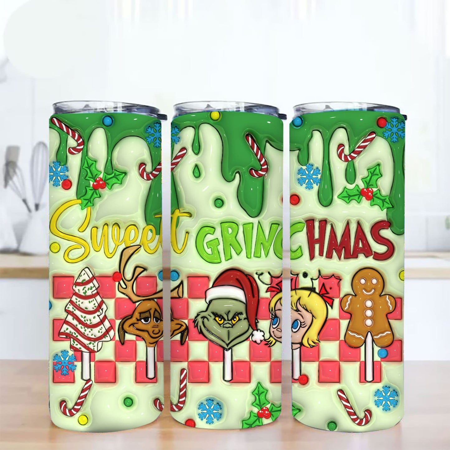 3D Inflated Christmas Tumbler Wrap, Retro Christmas Png, 3D Christmas Png, Christmas Ornament, Gingerbread Png, Christmas Vibes, Xmas Snacks - VartDigitals