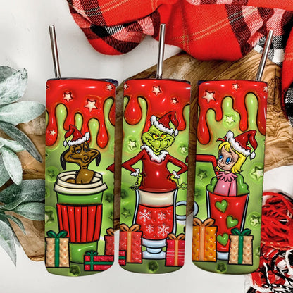 3D Inflated Christmas Tumbler Wrap, Coffee Merry Christmas Png, 3D Christmas Png, Christmas Ornament, Christmas Sublimation, Christmas Vibes - VartDigitals