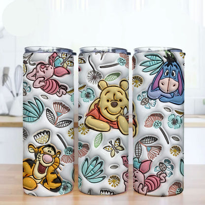 Inflated Cartoon Floral Tumbler Wrap Png, 3D Cartoon Tumbler Wrap, 20oz Sublimation, Cartoon Tumbler Png. 3D Floral Spring Inflated Png - VartDigitals