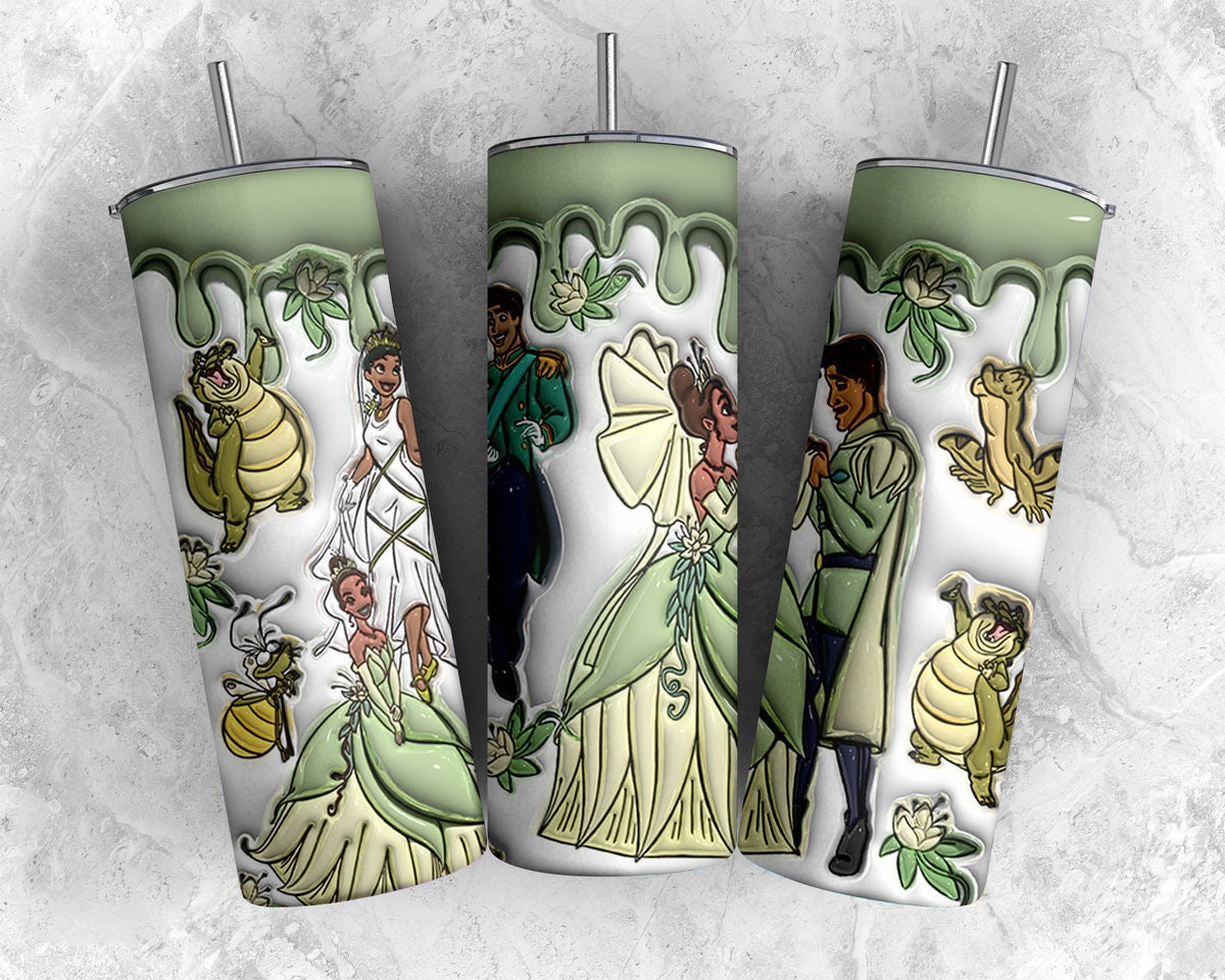 3D Inflated Princess Tumbler Wrap, Princess Sublimation, Inflated Cartoon Tumbler Png, The Little Mermaid,Princess Tumbler Png, Princess Png - VartDigitals