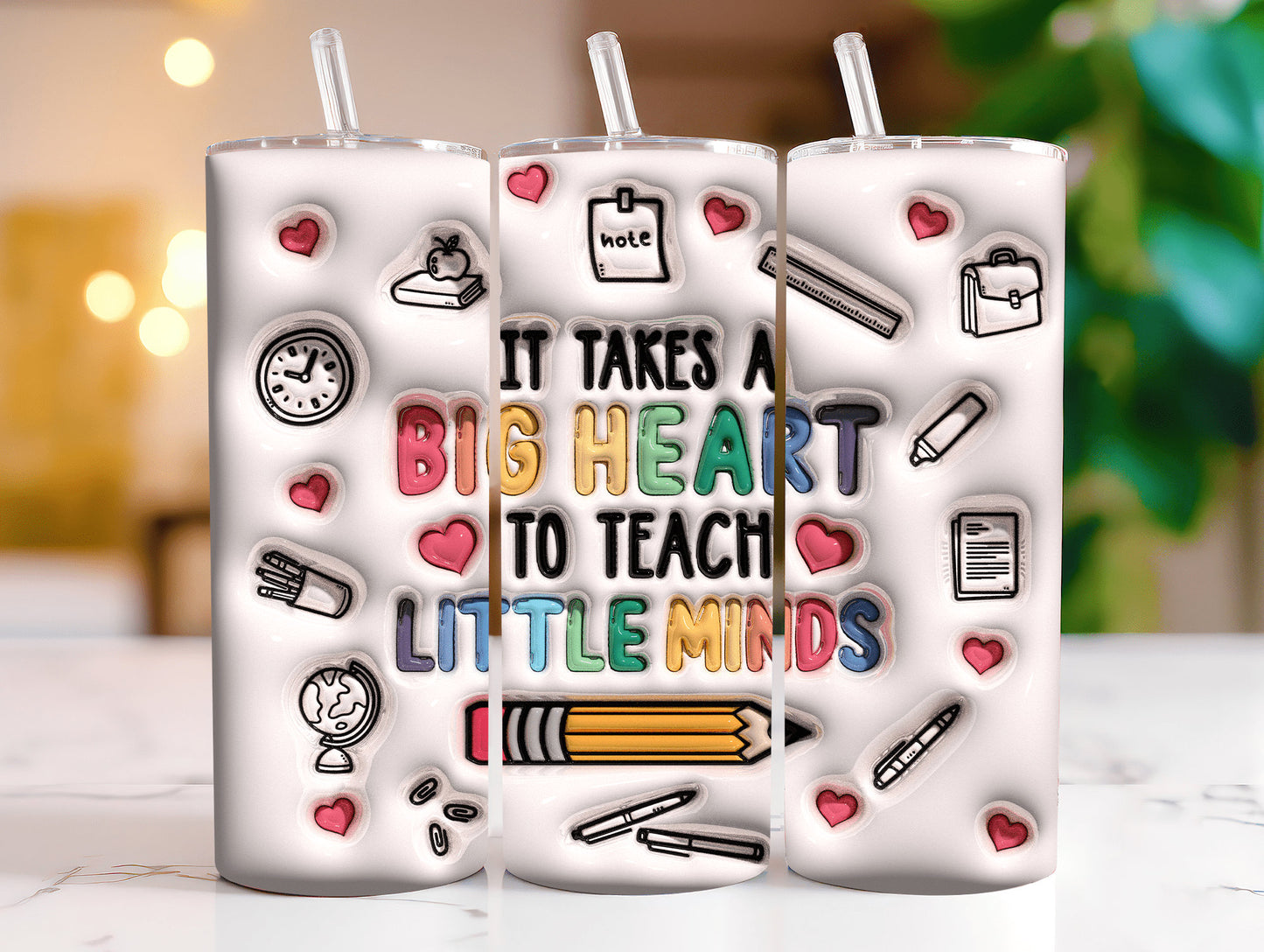 3D Inflated Teacher, Teacher Tumbler Wrap Bundle, 20oz Tumbler, Png download - VartDigitals