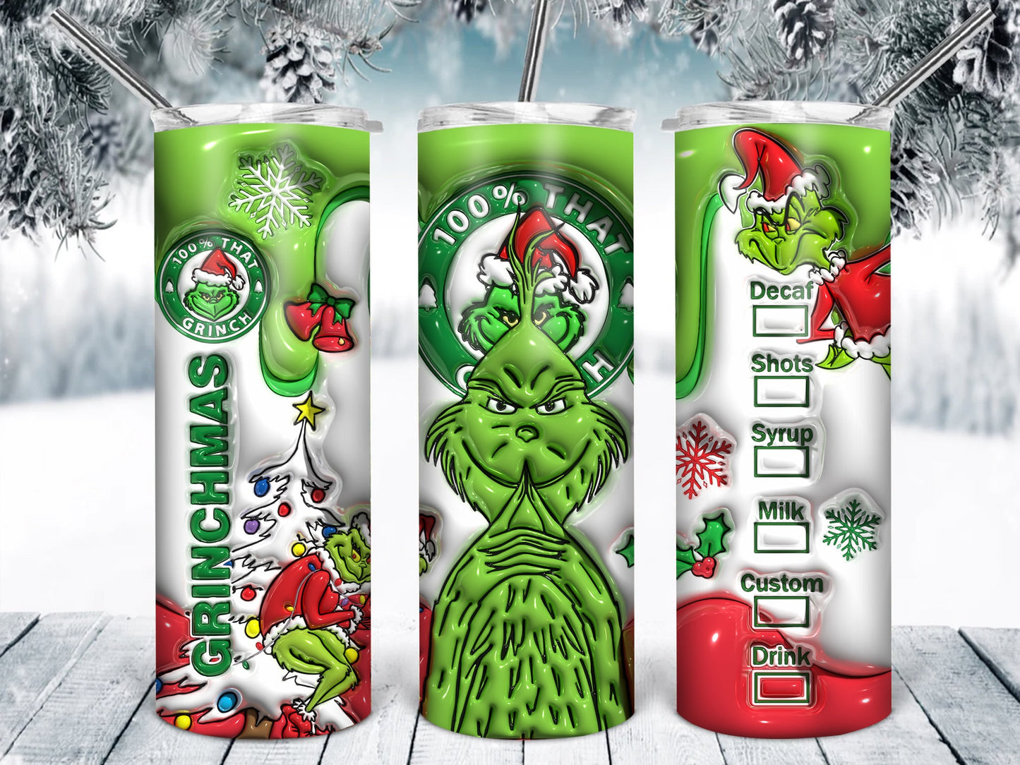 3D Inflated Christmas Tumbler Wrap, Retro Merry Christmas Png, 3D Christmas Png, Christmas Ornament, Christmas Sublimation, Christmas Vibes - VartDigitals