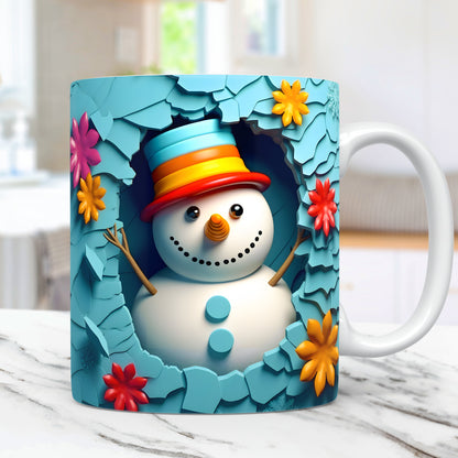 3D Snowman Mug Wrap Christmas Bundle Mug Wrap Sublimation Designs PNG, 11oz and 15oz Mug Template, 3D Christmas Mug Wrap - VartDigitals