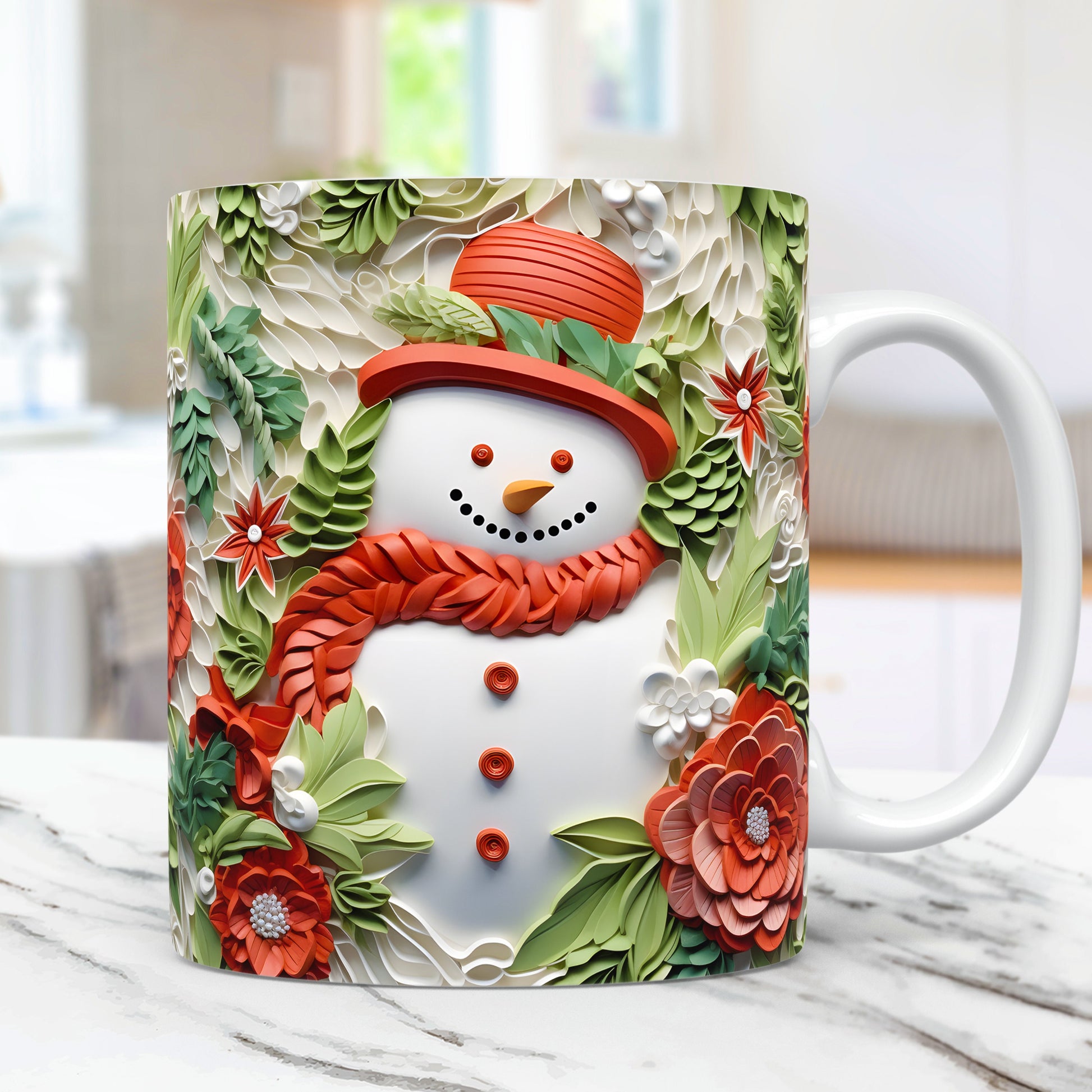 3D Snowman Mug Wrap Christmas Bundle Mug Wrap Sublimation Designs PNG, 11oz and 15oz Mug Template, 3D Christmas Mug Wrap - VartDigitals