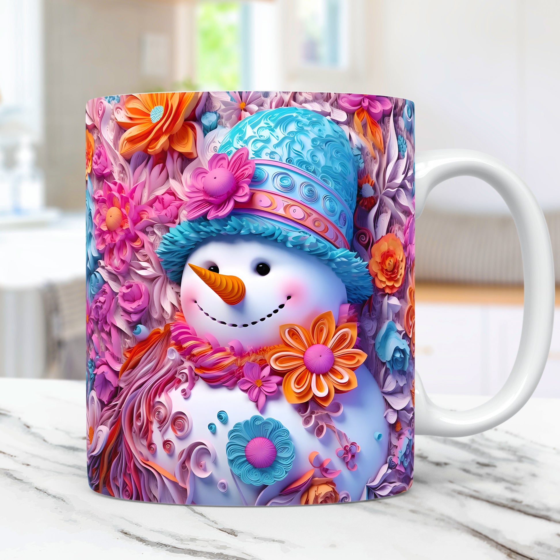 3D Snowman Mug Wrap Christmas Bundle Mug Wrap Sublimation Designs PNG, 11oz and 15oz Mug Template, 3D Christmas Mug Wrap - VartDigitals