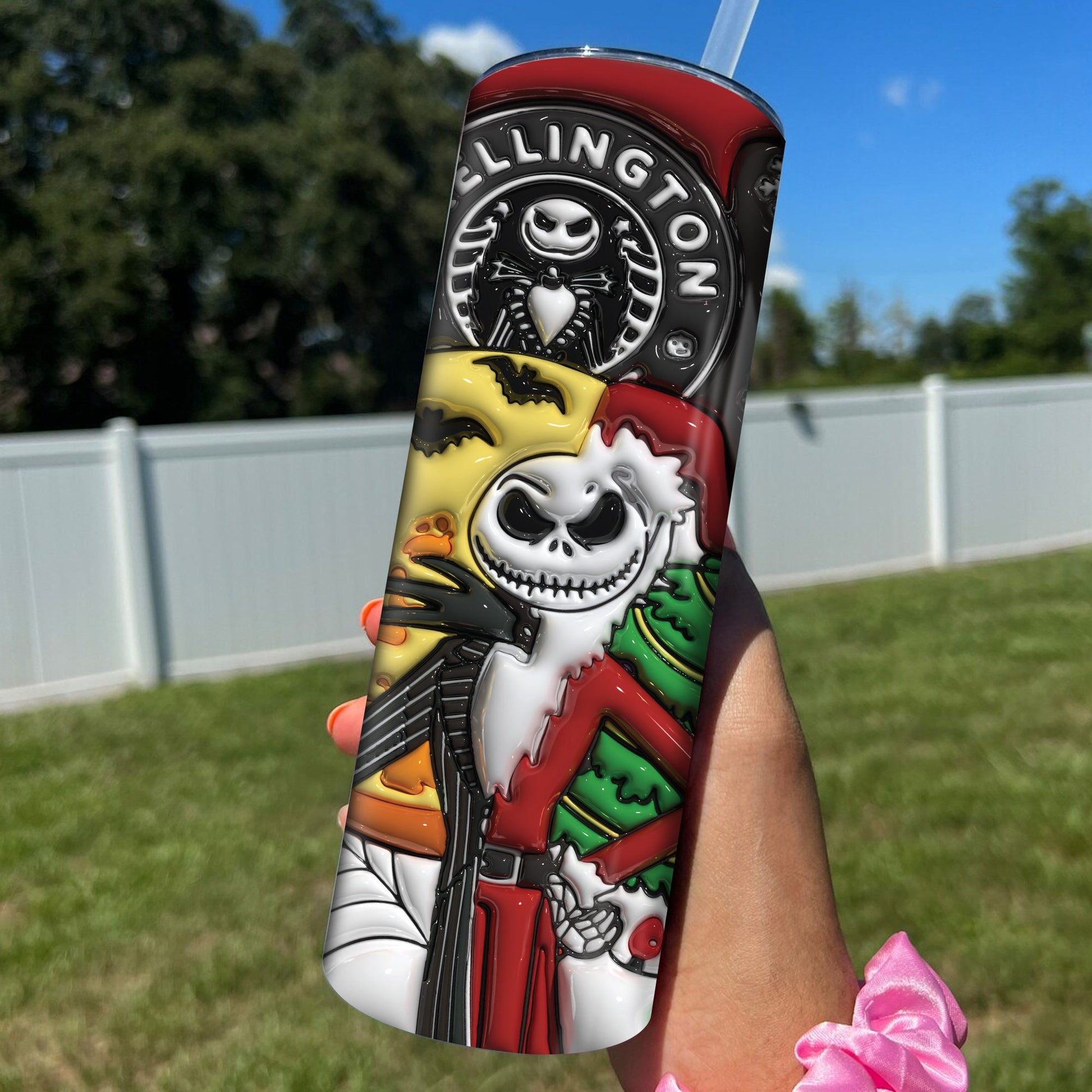 3D Inflated Halloween Tumbler Wrap, Cartoon Christmas Tumbler Png, The Nightmare Before Christmas 20oz Skinny Tumbler, 3D Jack Tumbler Wrap - VartDigitals