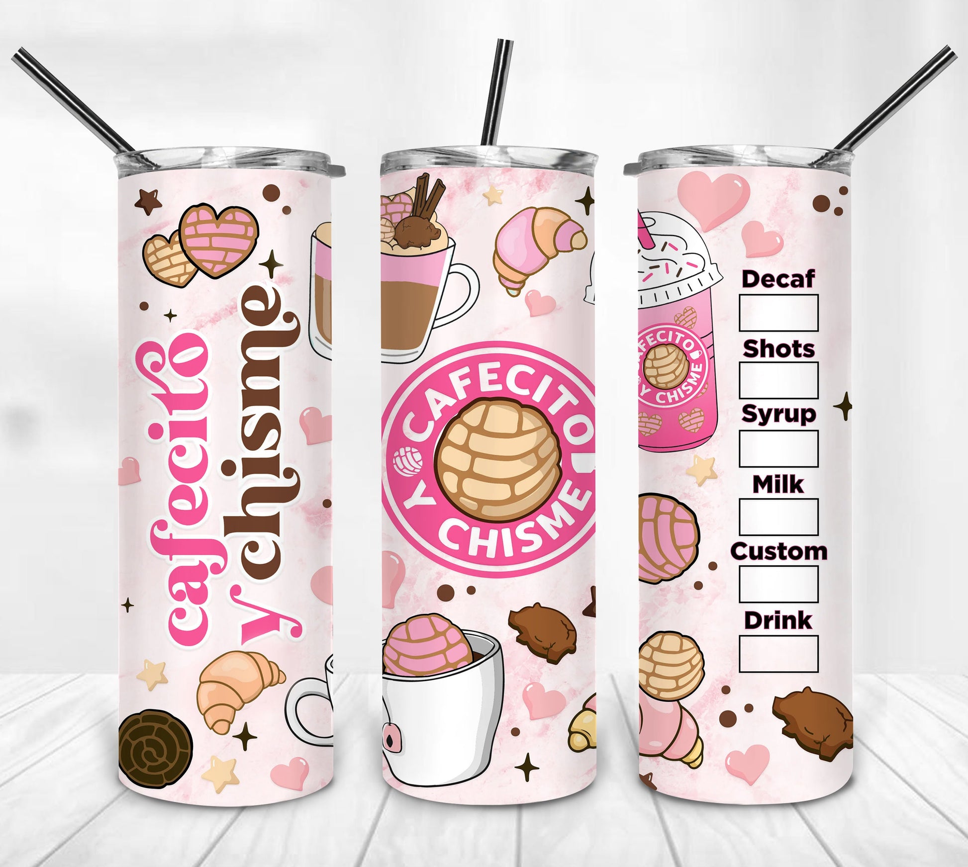 Cafecito y Chisme 20oz Skinny Coffee Tumbler, Mexico Pan Dulce 20oz Tumbler PNG, Spooky Conchas Tumbler Wrap, 20oz Skinny Tumbler Digital - VartDigitals