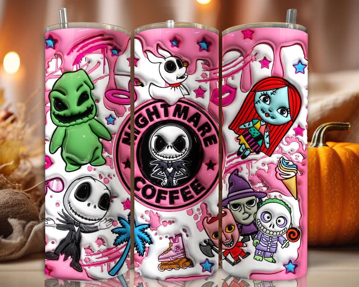 Inflated Cartoon Halloween Tumbler Design Png, 3D Spooky Vibes Tumbler Wrap, 20oz Sublimation, 3D Nightmare Scary Tumbler Wrap, Boo Bash - VartDigitals