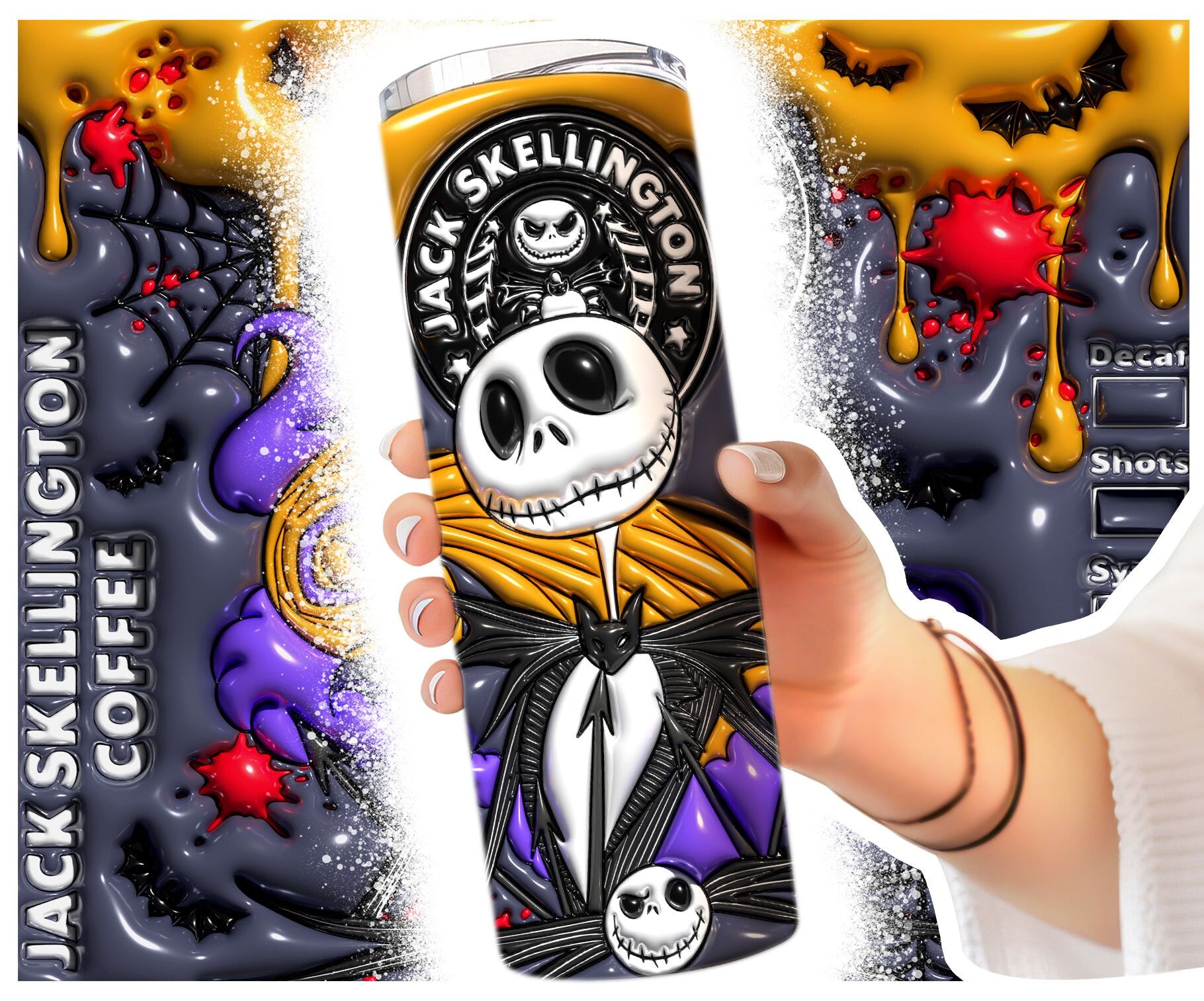 Inflated Horror Character Tumbler Design Png, 3D Spooky Vibes Tumbler Wrap, 20oz Sublimation, 3D Nightmare Scary Tumbler Wrap, Boo Bash - VartDigitals