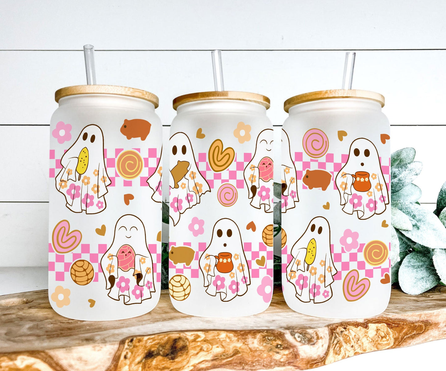 Conchita Ghost Png, Spooky Conchas 16oz Libbey Glass Can Wrap, Mexican Pan Dulce Ghost PNG, Halloween Pan Dulce Glass Can Conchas Mexicanas - VartDigitals