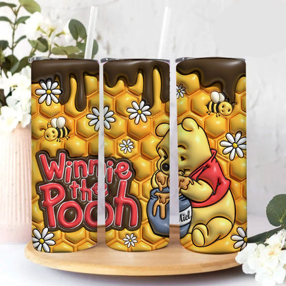 3D Inflated Cartoon Tumbler Wrap, Honey Coffee Design Download PNG, 20 Oz Digital Tumbler, Cartoon Tumbler, Full Tumbler Wrap, Png Download - VartDigitals