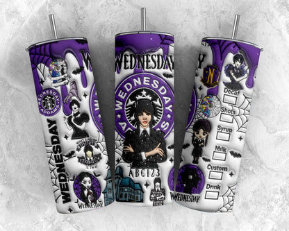 Wednesday Tumbler PNG, Movies Characters 20oz Skinny Tumbler PNG, Sublimation Design Download, Skinny Tumbler PNG - VartDigitals