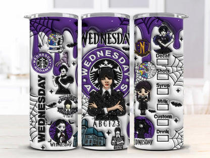 Wednesday Tumbler PNG, Movies Characters 20oz Skinny Tumbler PNG, Sublimation Design Download, Skinny Tumbler PNG - VartDigitals